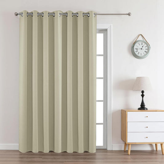 Joydeco Light Beige Custom Solid Single Blackout Curtain for Bedroom and Living Room, Grommet Thermal Insulated Room Darkening Curtain 1 Panel (Custom Size,Light Beige)