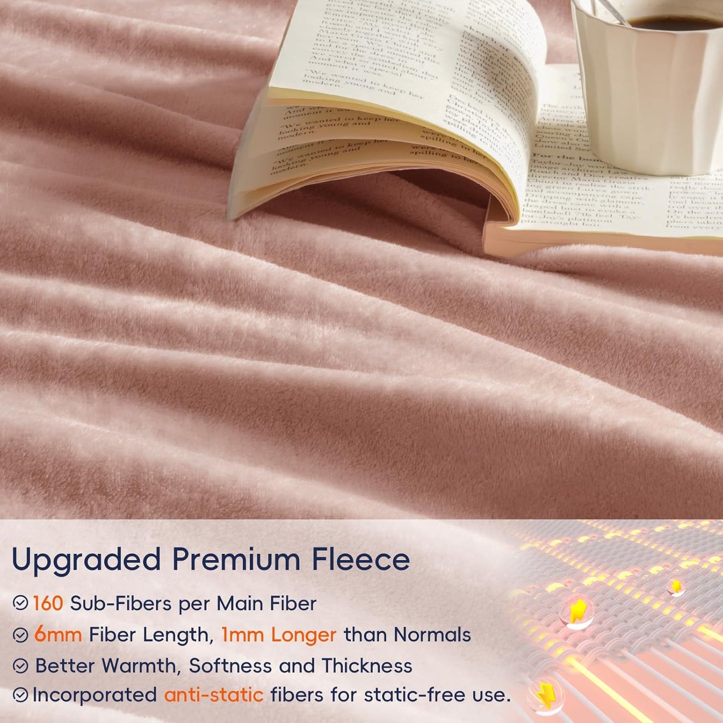 PHF Ultra Soft Fleece Blanket Queen Size, No Shed No Pilling Luxury Plush Cozy 300GSM Lightweight Blanket for Bed, Couch, Chair, Sofa Suitable for All Season, 90" x 90", Rose Pink