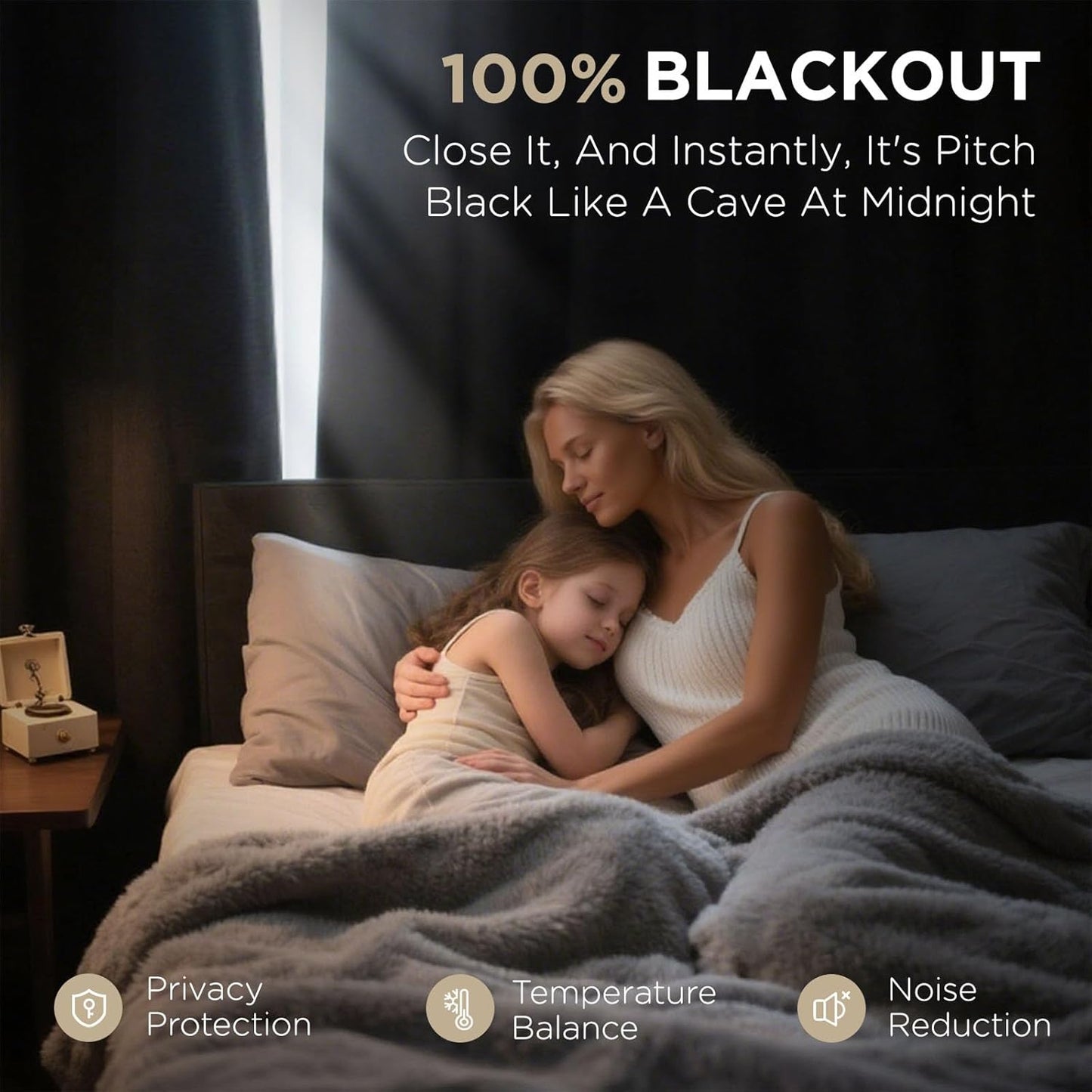 Joydeco Blackout Curtains 120 Inches Long 2 Panels Burg, Room Darkening Curtains for Bedroom, 100% Black Out Textured Thermal Drapes Privacy Protection 2 Panels Set(W52 x L120 Inch, Light Grey)