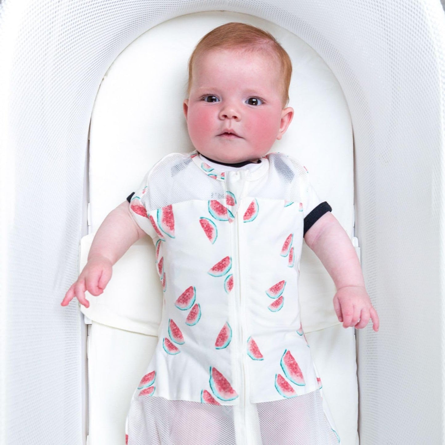 Happiest Baby SNOO Sleep Sack - 100% Organic Cotton Baby Swaddle Blanket - Doctor Designed Promotes Healthy Hip Development (Ivory Watermelons, X-Large)