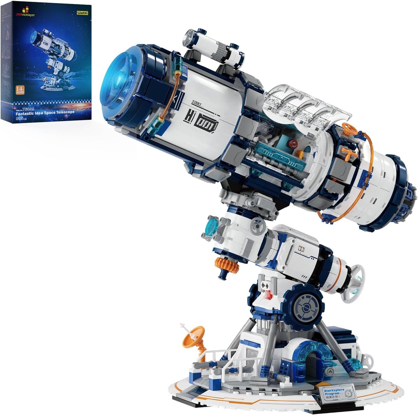 JMBricklayer Space Telescope Building Sets for Adults, Cool Space Planet Building Toys with Lights 70009, Space Exploration Telescope Model Kits for Teens, Ideal Gift for Space Lovers, Kids 8+(995PCS)
