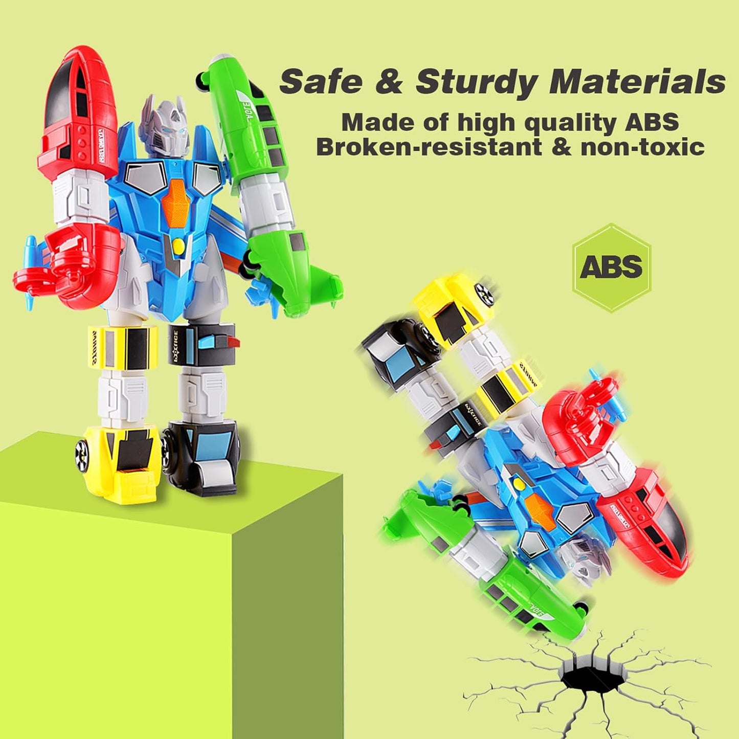 5-in-1 Magnetic Vehicles Playset Toy, Transform to Robot, Mix & Match Assembling Building Action Figures Kit with Storage Box, Holiday Birthday Present for Kids, Boys & Girls 3 4 5 6 7 Year