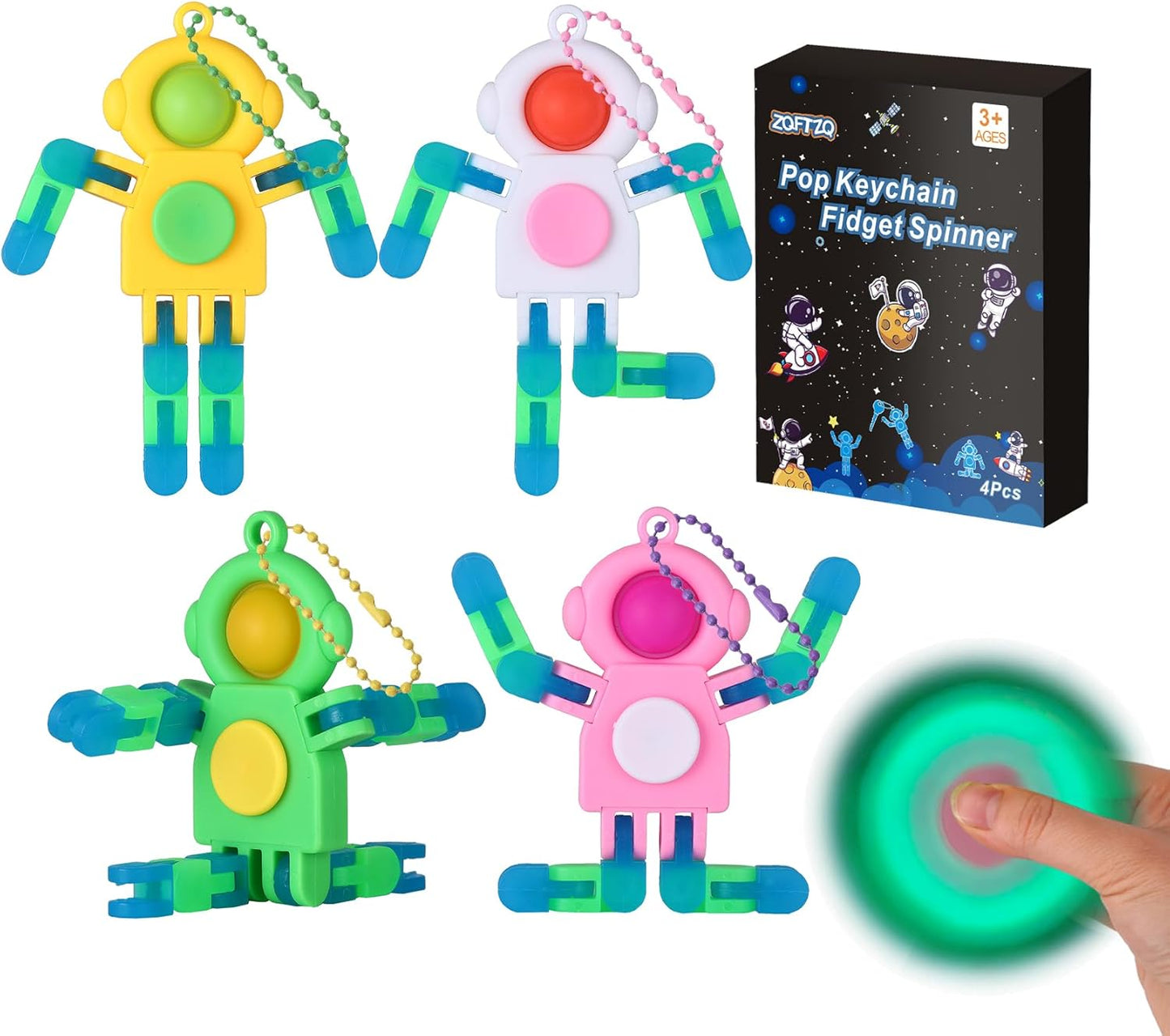 Astronaut Pop Transformable Fidget Spinner - Adult Fidget Spinner Keychain deformable Robot Fidget Spinner Bulk Party Favors for Kids Sensory Fidget Toys for Children's Day Classroom Prizes