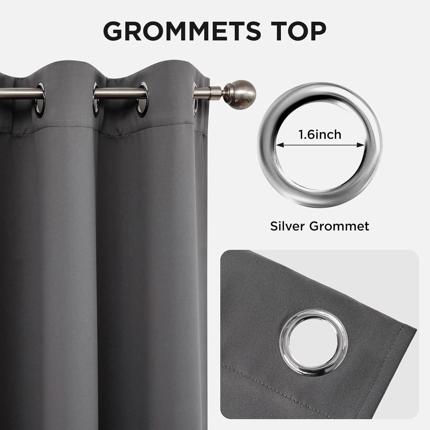 Joydeco Blackout Curtains 63 Inch Length 2 Panels Set, Thermal Insulated Long Drapes 2 Burg, Room Darkening Grommet Drapes for Living Room Bedroom Window