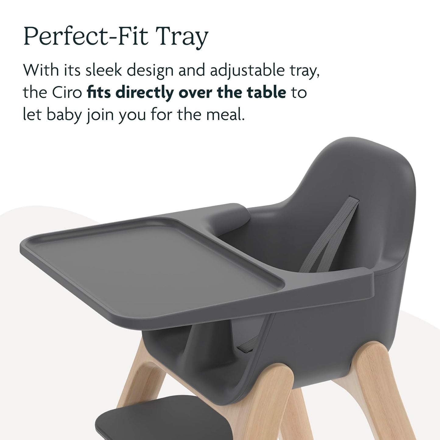 UPPAbaby Ciro High Chair/Sleek, Easy-to-Clean Design/Perfect-Fit Tray to Bring Baby to Table/Patent-Pending Harness/Dual-Position, 180-Degree Rotating Footrest/Jake (Charcoal/Rubberwood)