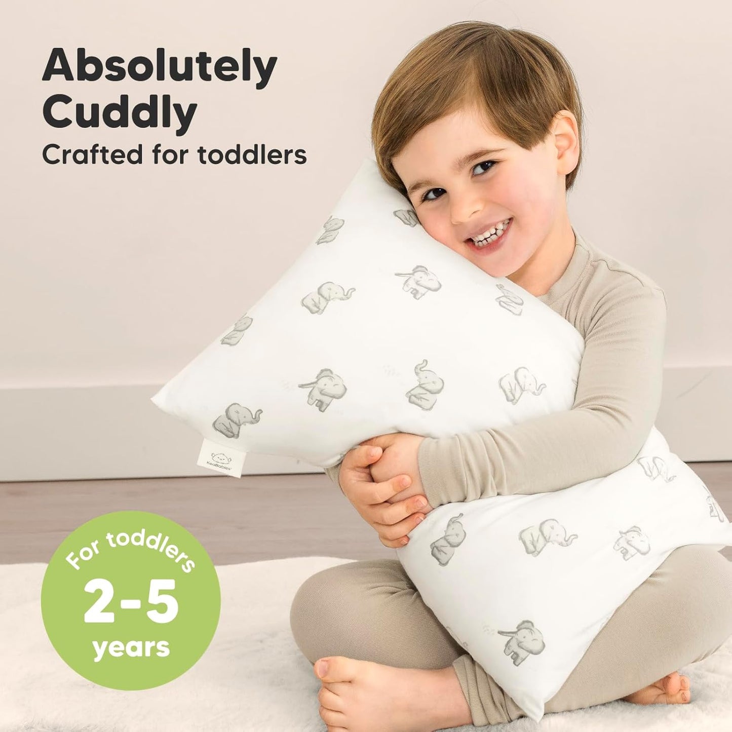 Toddler Pillow with Pillowcase - 13x18 My Little Cuddly Pillow, Viscose Derived From Bamboo Nursery Toddler Pillows for Sleeping,Kids Pillow,Small Travel Pillows,Mini Toddler Bed Pillow (Elly)