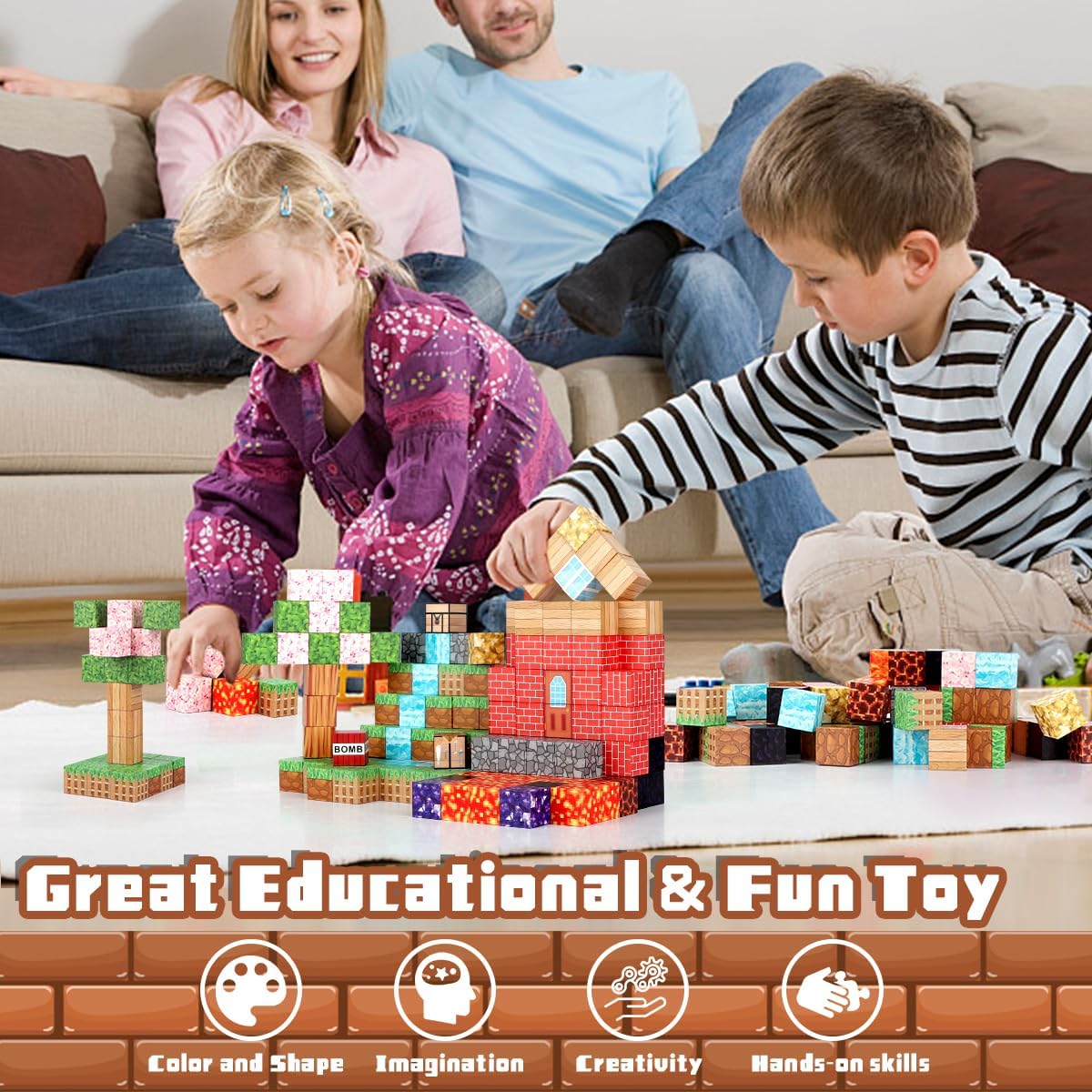 120PCS Magnetic Blocks - Building Toys for Boys Girls, 1'' Magnetic Cubes, STEM Sensory Toys, Christmas Birthday Gifts for Kids Ages 3 4 5 6 7 8 9