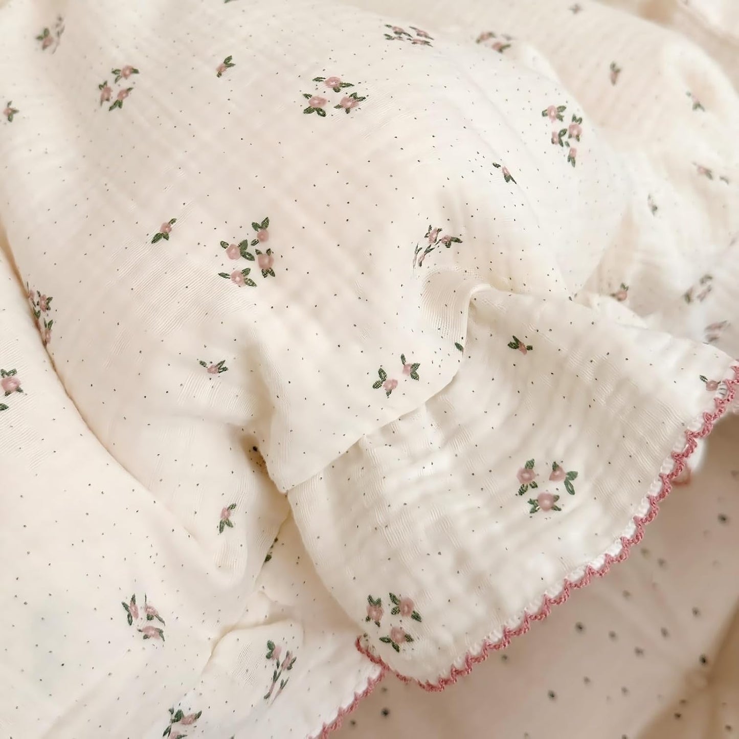 BuLuTu Cotton Muslin Kids Toddler Pillowcase with Ruffles, Chic Shabby Floral Pillow Cases, Girls Pillow Covers Fit 12"x16"/13"x18"/14"x19" Kids Pillow, Envelope Closure, Primrose Pattern, 1 Pack
