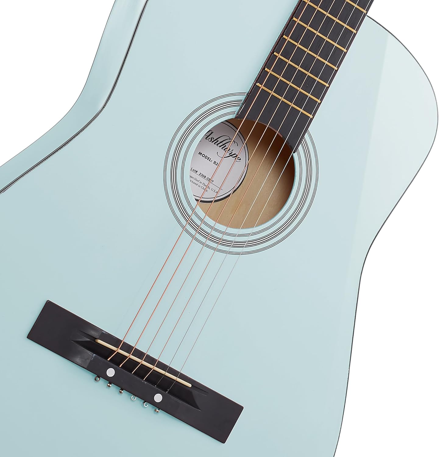 Ashthorpe 38-inch Beginner Acoustic Guitar Package (Light Blue), Basic Starter Kit w/Gig Bag, Strings, Strap, Tuner, Pitch Pipe, Picks