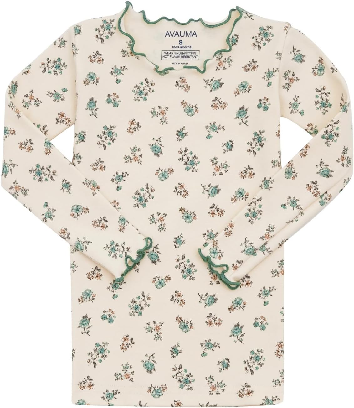 AVAUMA Baby Boy Girl Pajama Set 6M-7T Kids Cute Toddler Snug fit Flower Pattern Design Pjs Cotton Sleepwear Ruffled Shirring