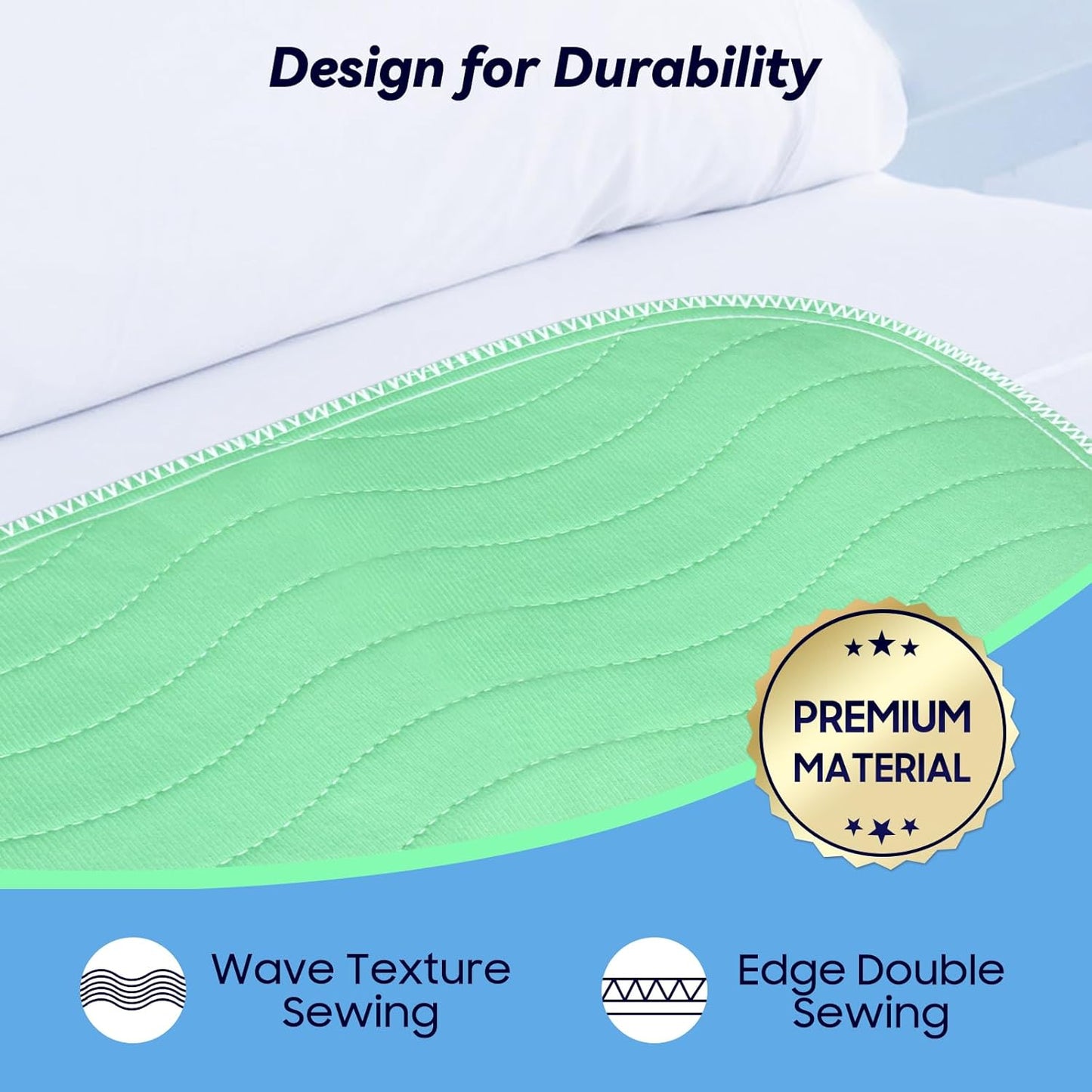 4 Pack 24” x 24” Extra Heavy Absorbency Washable Underpads, Waterproof Nursing Pads Incontinence Bed Pads, Reusable Washable Pee Pads for Dogs, Diaper Changing & Adults, Washable Puppy Pads