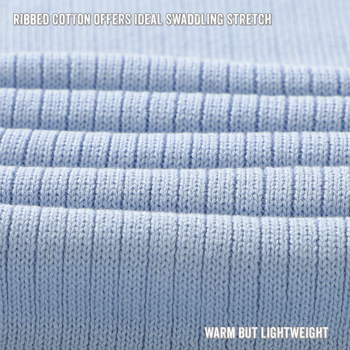 Organic Ribbed Swaddle Blanket for Boys & Girls - 100% Luxury Organic Soft Cotton Knit Warm Cozy Cuddle Stroller Crib Blanket for Newborns, Infants, & Toddlers (Sky Blue)