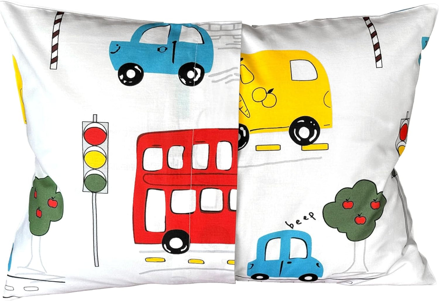 Cars Cotton Toddler Pillowcase 13 x 18 - Cars Kids Pillow Case, Small Travel Pillow Cases, Boys Multicolored Cars