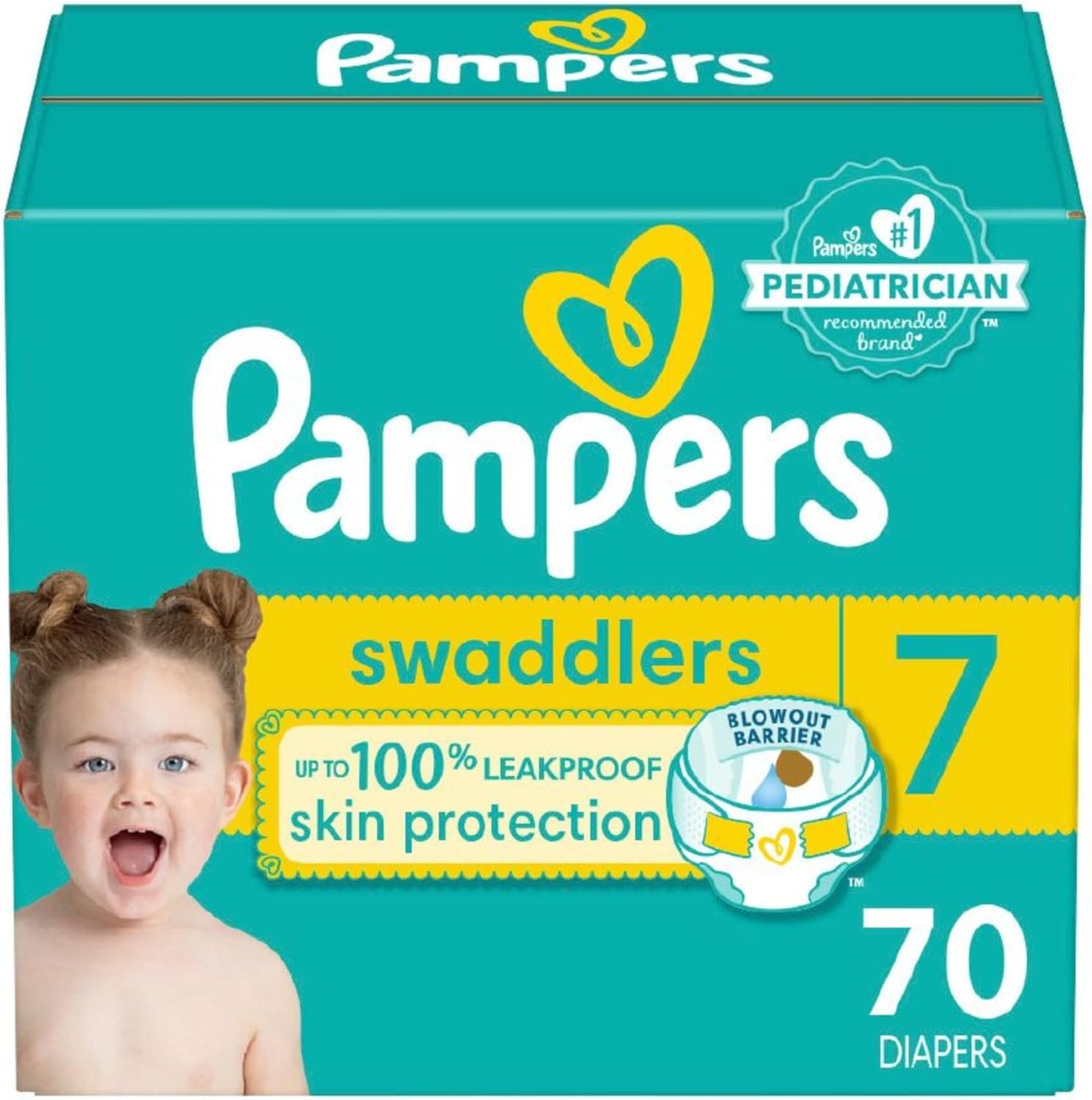 Pampers Baby Diapers - Swaddlers - Size 7, 70 Count, Ultra Absorbent Disposable Infant Diaper