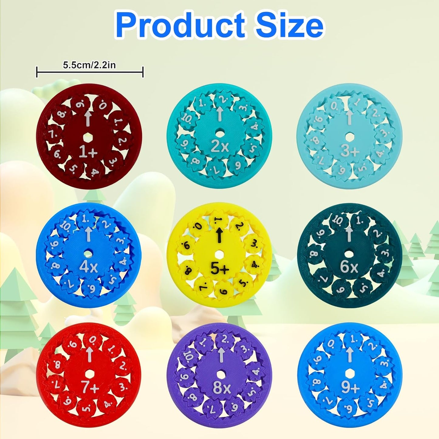 18 Pcs Math Fidget Spinners Toy for Kids, Perfect for Learning Add Subtract Multiplication Division with The Math Spinners, 3D Printing Math Fact Fidget Spinners Prize Toys for Kids Classroom (18pcs)