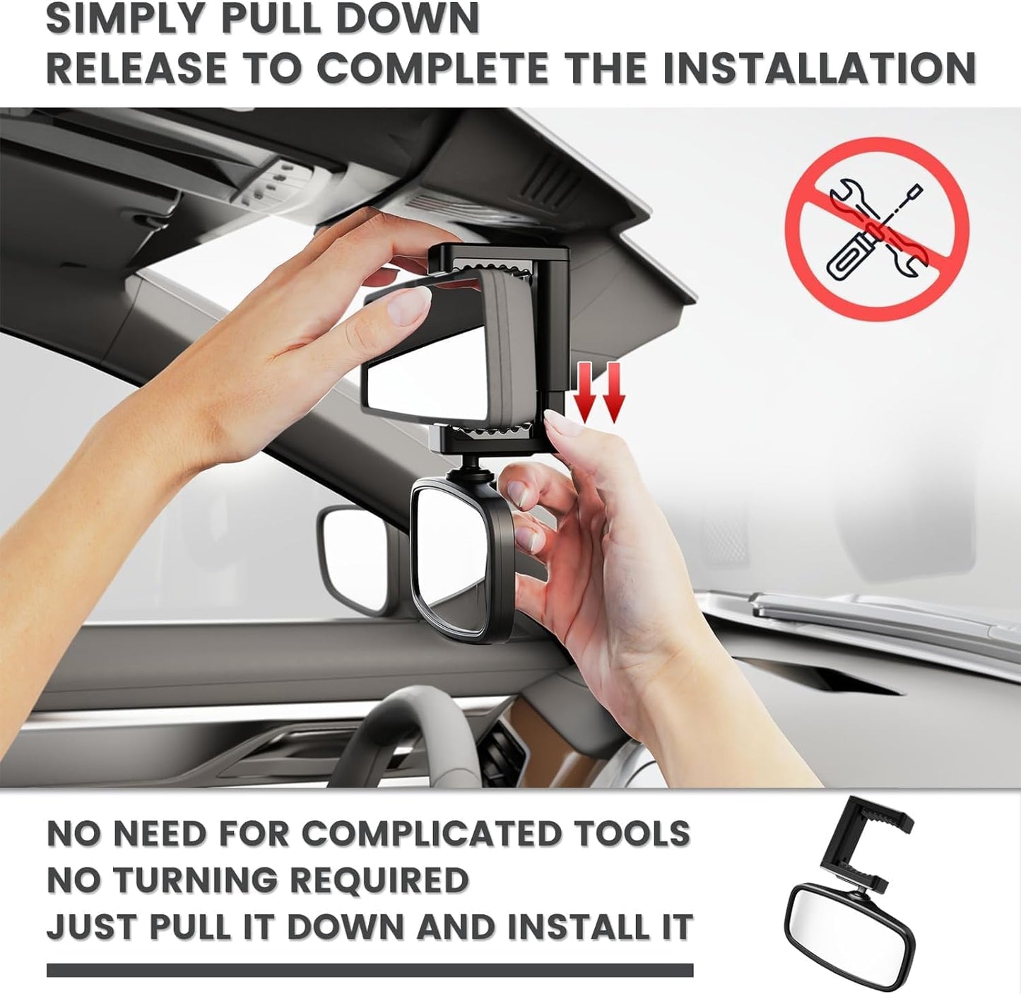 360-Degree Baby Car Mirror for Rear-Facing Seats,Kids Safety Mirrors with Tool-Free Installation,Kids Rear View Mirror BPA-Free Shatterproof & ASTM Certified (Adjustable 14"-22") (1 pack)