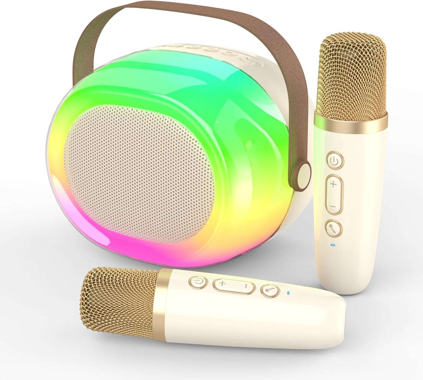 Karaoke Machine for Adults,Portable Bluetooth Speaker with Two Wireless Microphones and Dynamic Lights,Support TF/USB/AUX,Birthday Gifts for Girls/Boys//Men/Women/Family Home Party