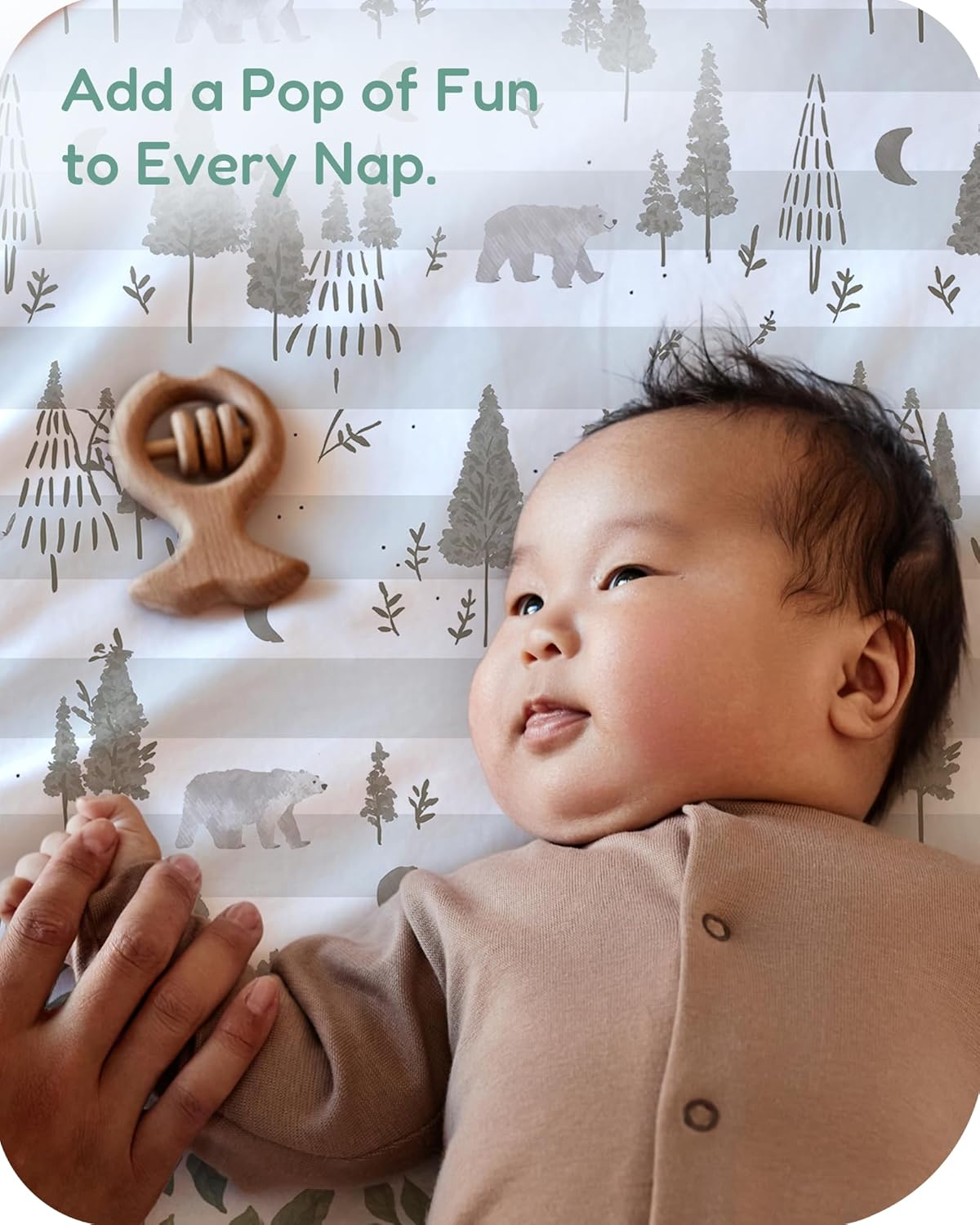 Baby Crib Sheets Boy Girl for Standard Crib Mattress - Beige Trees&Leaf, Breathable and Snug, Fits 28''x52''x9'' Extra Deep Pocket