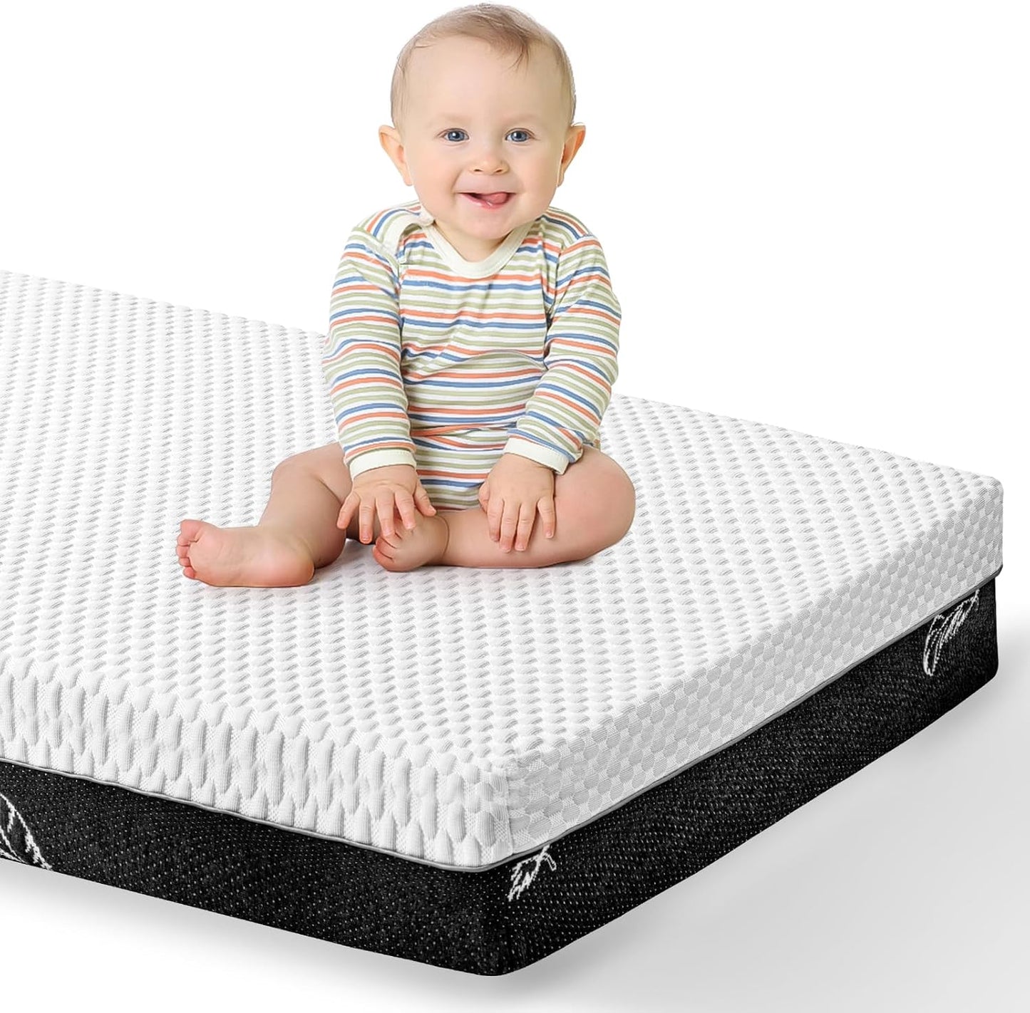 Crib Mattress, 52 x 27 Dual-Sided Comfort Baby and Toddler Mattress with Memory Foam, Waterproof, Breathable & Removable Cover with One of Side Cooling Fibers Specially Designed for Summer