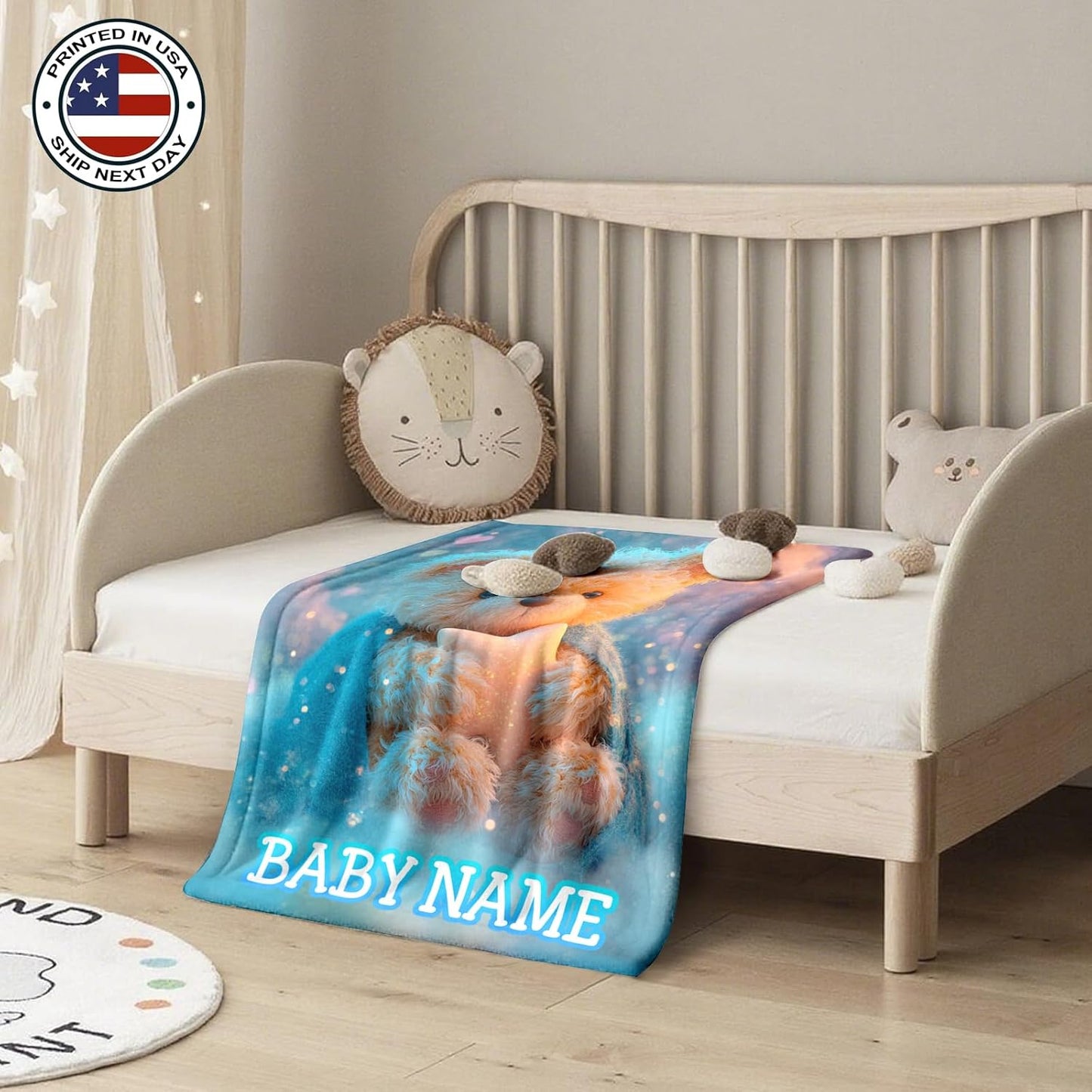 Ship Next Day, Personalized Baby Blanket – Printed in USA, Custom Baby Blanket for Boys & Girls, Baby Blanket with Name, Baby Shower, Easter, Christmas, Birthday Newborn & Toddler Gifts, Baby Gifts
