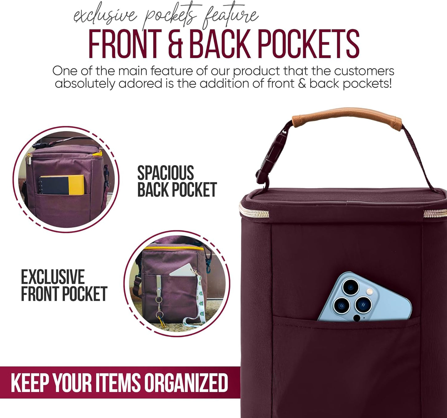 BreastMilk Cooler with Ice Packs and Tote Bags for Nursing, Large Capacity, Waterproof, Fits 9 Baby Bottles Up to 11 oz, Dark Brown