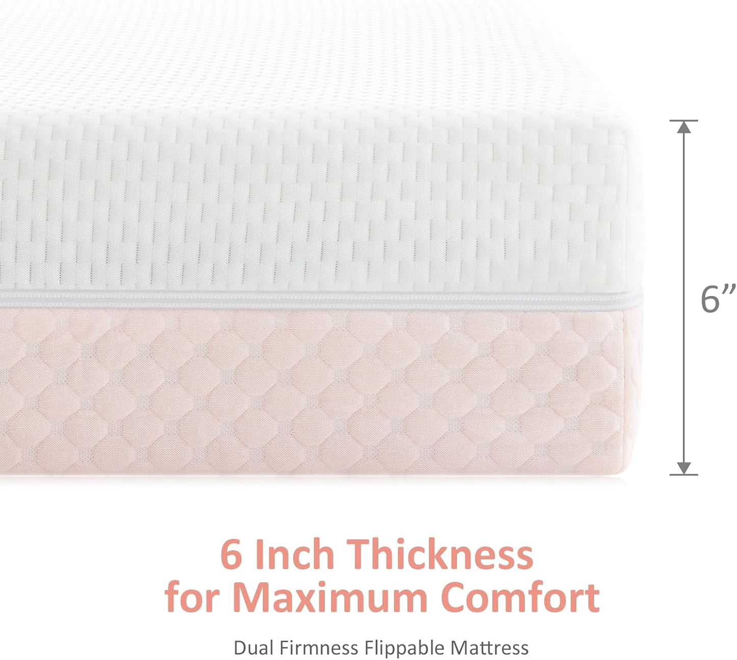 Crib Mattress, Dual Sided Comfort Memory Foam Toddler Bed Mattress, Triple-Layer Breathable Premium Baby Mattress for Infant and Toddler w/Removable Outer Cover - White&Pink