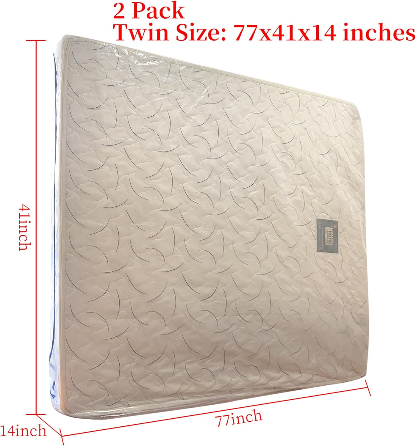 2 Pack Twin Mattress Bags for Moving and Storage-5 Mil Zipper Plastic Waterproof Mattress Storage Bags