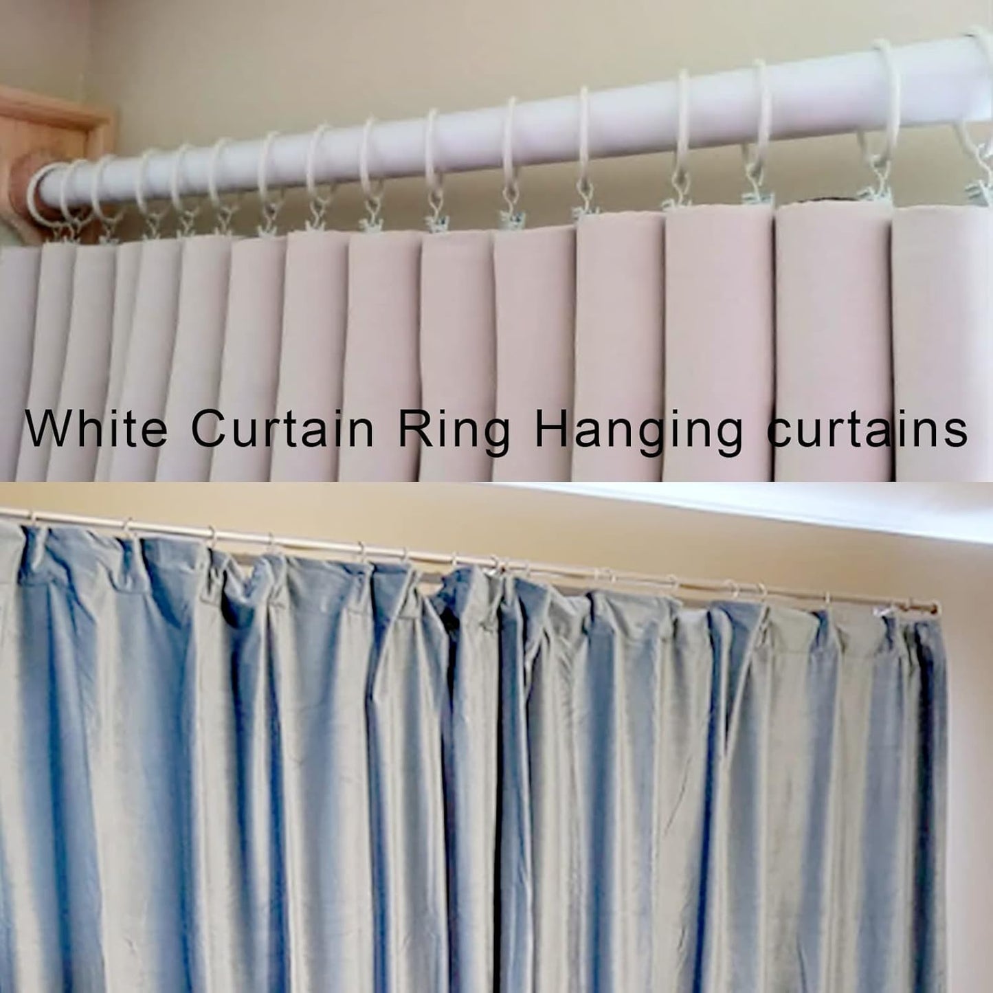 44 Pack White Curtain Rings with Clips, Curtain Hooks Hangers Clip Rings for Hanging Drapes Bows Hat, Drapery Rings 1 in I D, Fits up to 5/8 in Diameter Curtain Rod.