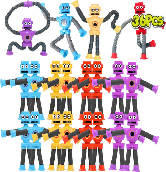 36PCS Telescopic Suction Cup Robot Toy,pop Tubes,Toys for Kids,Toddler Travel Toys,Toddler Sensory Toys,figette Toys,Fidget Toys for Kids,Treasure Box prizes,Small Toys for Kids prizes