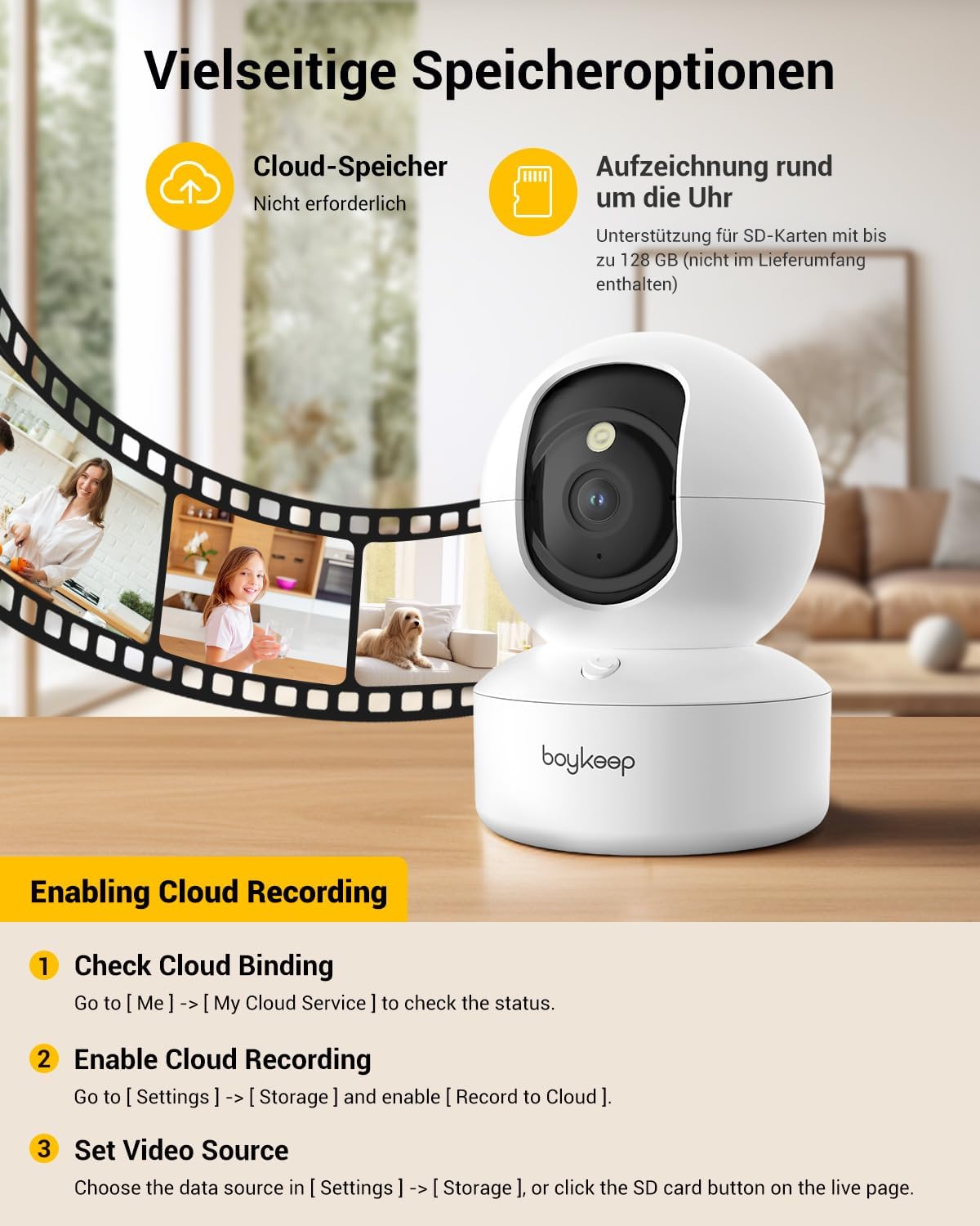 Indoor Camera - 2K Pet Camera 5G/2.4GHz WiFi for Baby Monitor with Phone App, 360° Pan & Tilt, 2-Way Audio, Night Vision, with 64G TF Card, K30