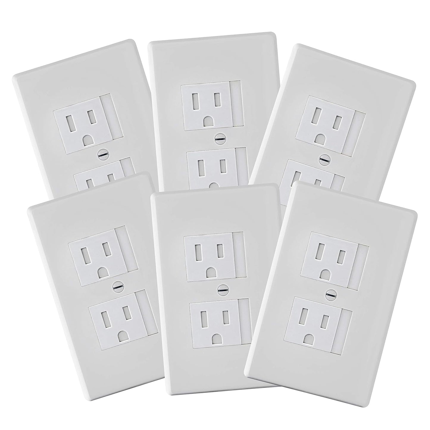 6-Pack Safety Innovations Self-Closing Outlet Covers (For Center Screw Outlets Only) - Measures 3"Wide x 4.75"High-An Alternative To Wall Socket Plugs for Child Proofing Outlets, (1-Screw), (White)
