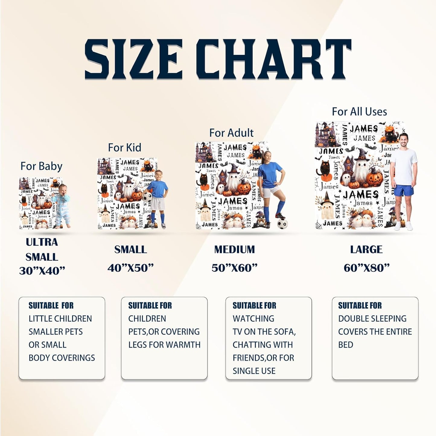 Ship Next Day, Custom Halloween Blanket - Printed in USA, Personalized Baby Blankets with Name, Gift for Kids Boys Girls, Unique Present for Birthday, Christmas, Halloween Bats Toddler Blanket