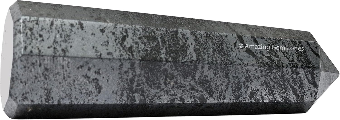 Amazing Gemstone Hematite Crystal Towers - Natural Healing Crystal Point Obelisk for Reiki Healing and Crystal Grid (3 Inch)