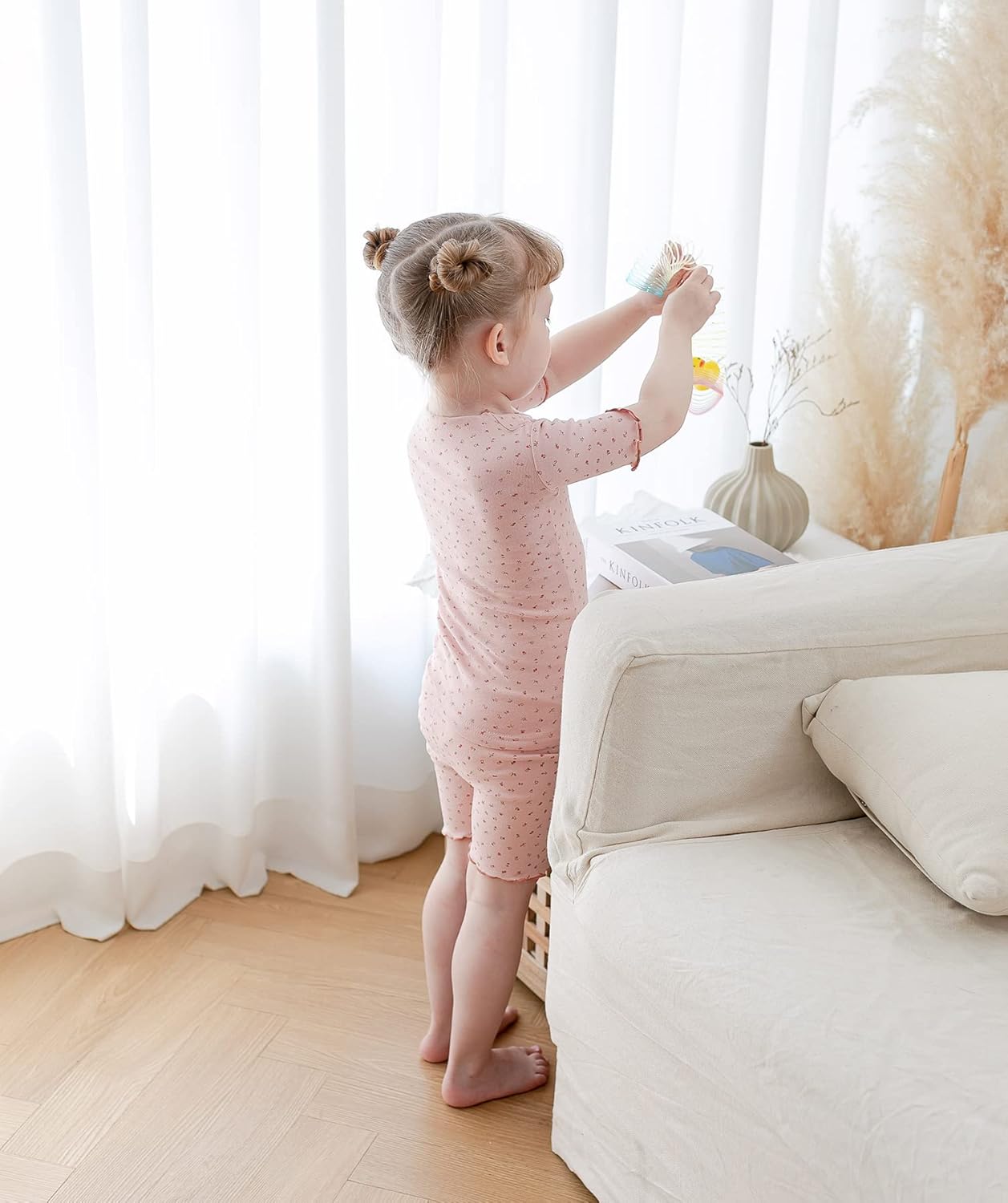 AVAUMA Baby Boy Girl Pajama Set 6M-7T Kids Cute Toddler Snug fit Flower Pattern Design Pjs Cotton Sleepwear Ruffled Shirring