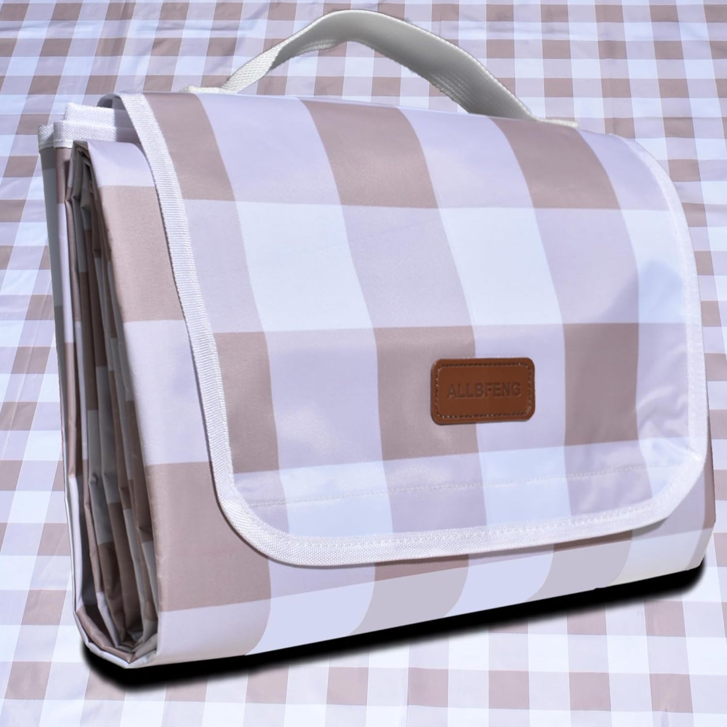 80"x60" Waterproof Sandproof Picnic Mat - Portable Foldable Outdoor Blanket for Beach, Park, Travel & Indoor Use - Lightweight Compact Design, Easy-Carry (Light Brown)