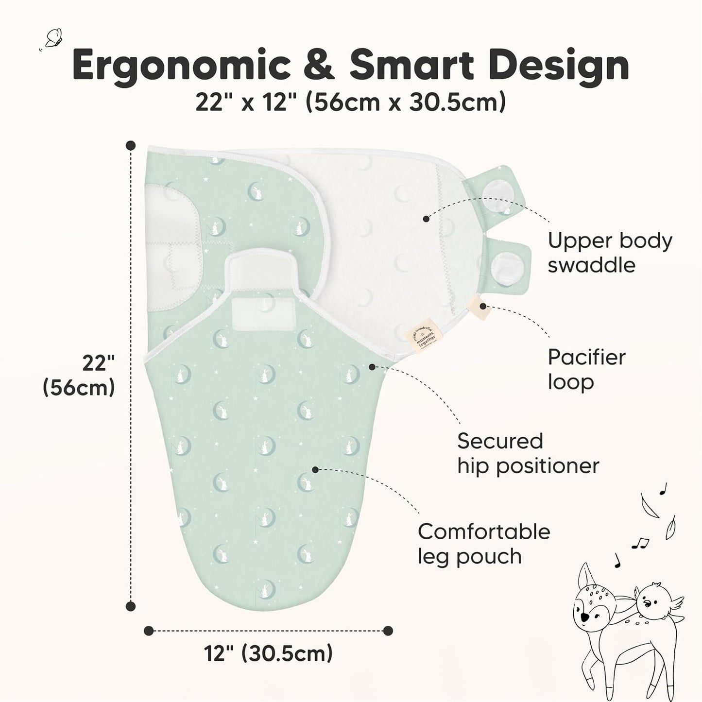 3-Pack Organic Baby Swaddle Sleep Sacks - Swaddles for Newborns, Infant 0-3 Months, Baby Girls, Boys, Soft & Snug Newborn Sleep Sack, Nursery Swaddling Blankets (Lunaris)