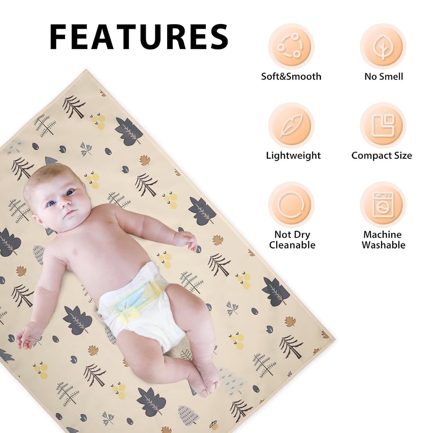 Vegan Leather Baby Changing Mat - Wipeable Portable Changing Pad, Foldable Travel Changing Mat for Baby, Newborns Toddlers Shower Gifts (Forest Tree,20"*28")