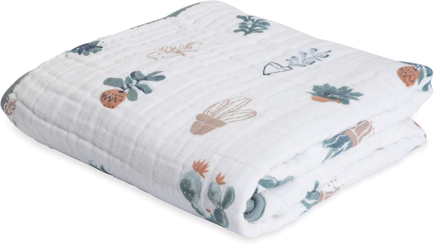 Little Unicorn Original Premium Cotton Quilt | Multi-Layered & Extra-Soft Muslin Fabric |for Babies & Toddlers (Prickle Pots)