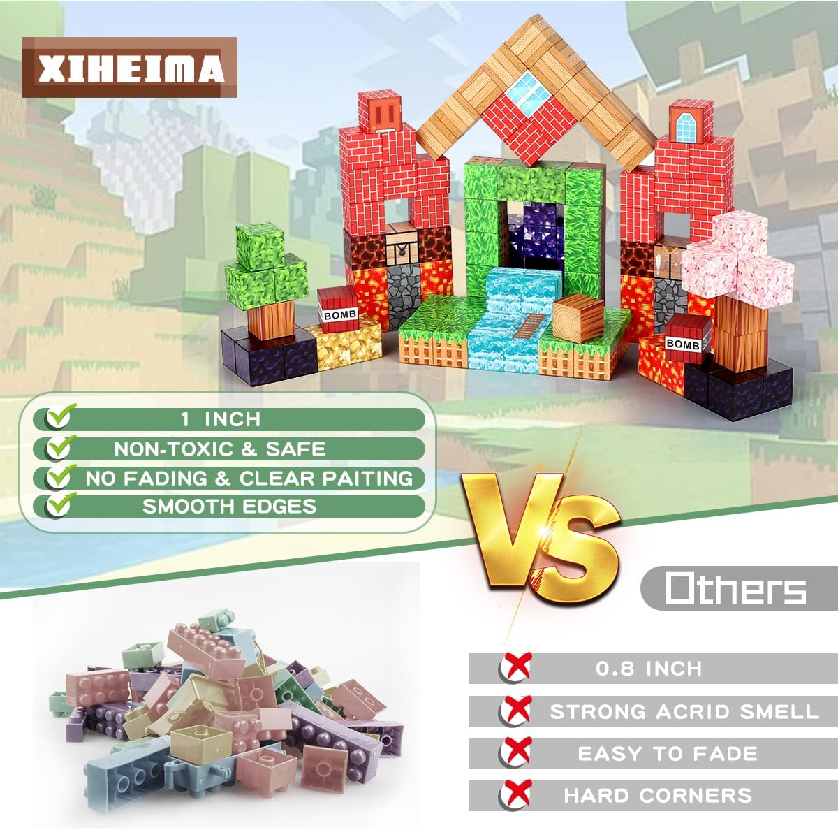 120PCS Magnetic Blocks - Building Toys for Boys Girls, 1'' Magnetic Cubes, STEM Sensory Toys, Christmas Birthday Gifts for Kids Ages 3 4 5 6 7 8 9