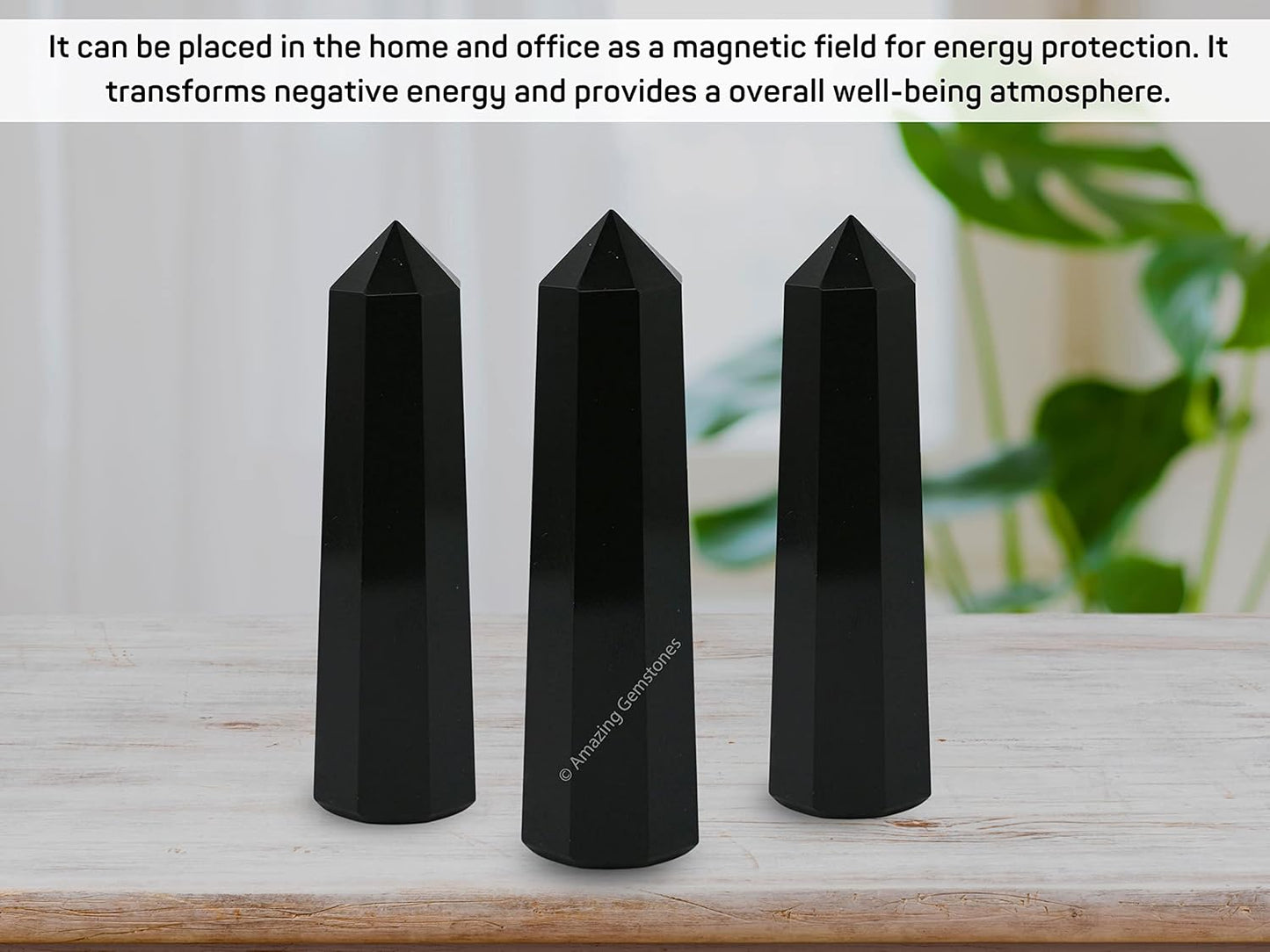 Amazing Gemstone Black Obsidian Crystal Towers ~ Natural Healing Crystal Point Obelisk for Reiki Healing and Crystal Grid (3- Inch)