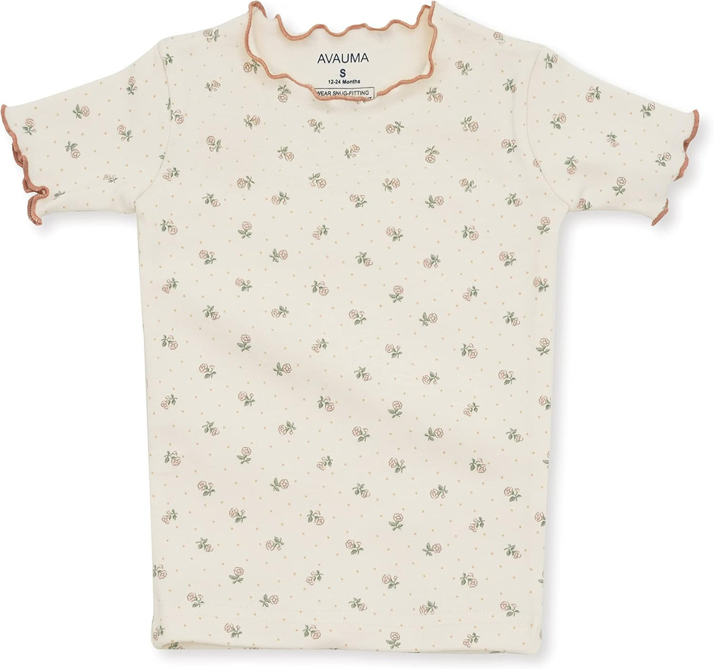 AVAUMA Baby Boy Girl Pajama Set 6M-7T Kids Cute Toddler Snug fit Flower Pattern Design Pjs Cotton Sleepwear Ruffled Shirring