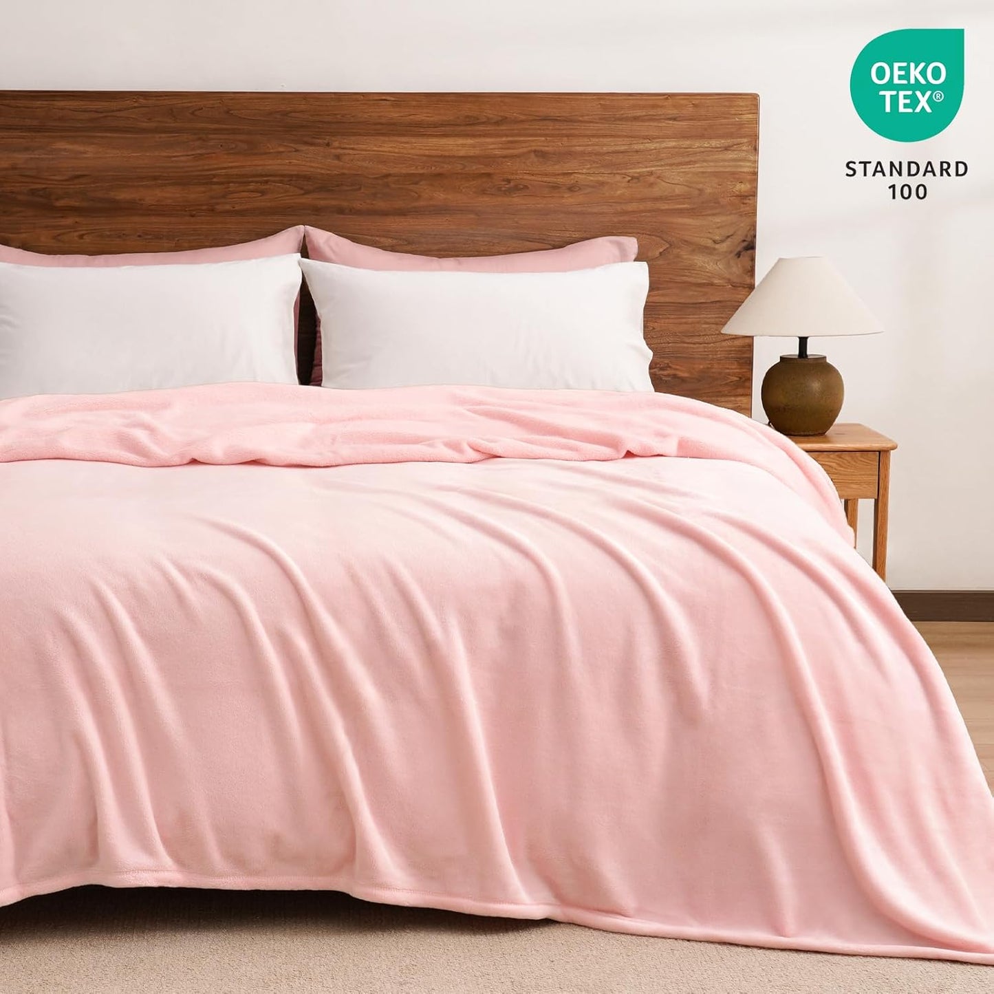 PHF Ultra Soft Fleece Blanket King Size, No Shed No Pilling Luxury Plush Cozy 300GSM Lightweight Blanket for Bed, Couch, Chair, Sofa Suitable for All Season, 108" x 90", Pink