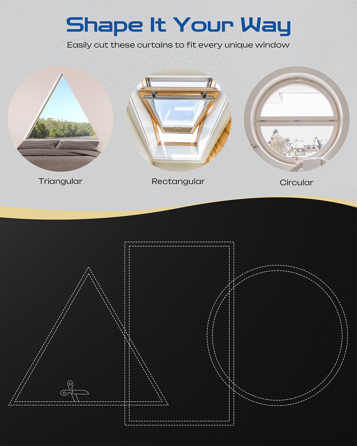 39" W x 84" L 100% Portable Blackout Curtains, Total Darkness No-Drill Black Out Window Cover,Temporary Blackout Shades with Hook & Loop Tape, for Bedroom, Nursery, Dorm, Travel (Black)