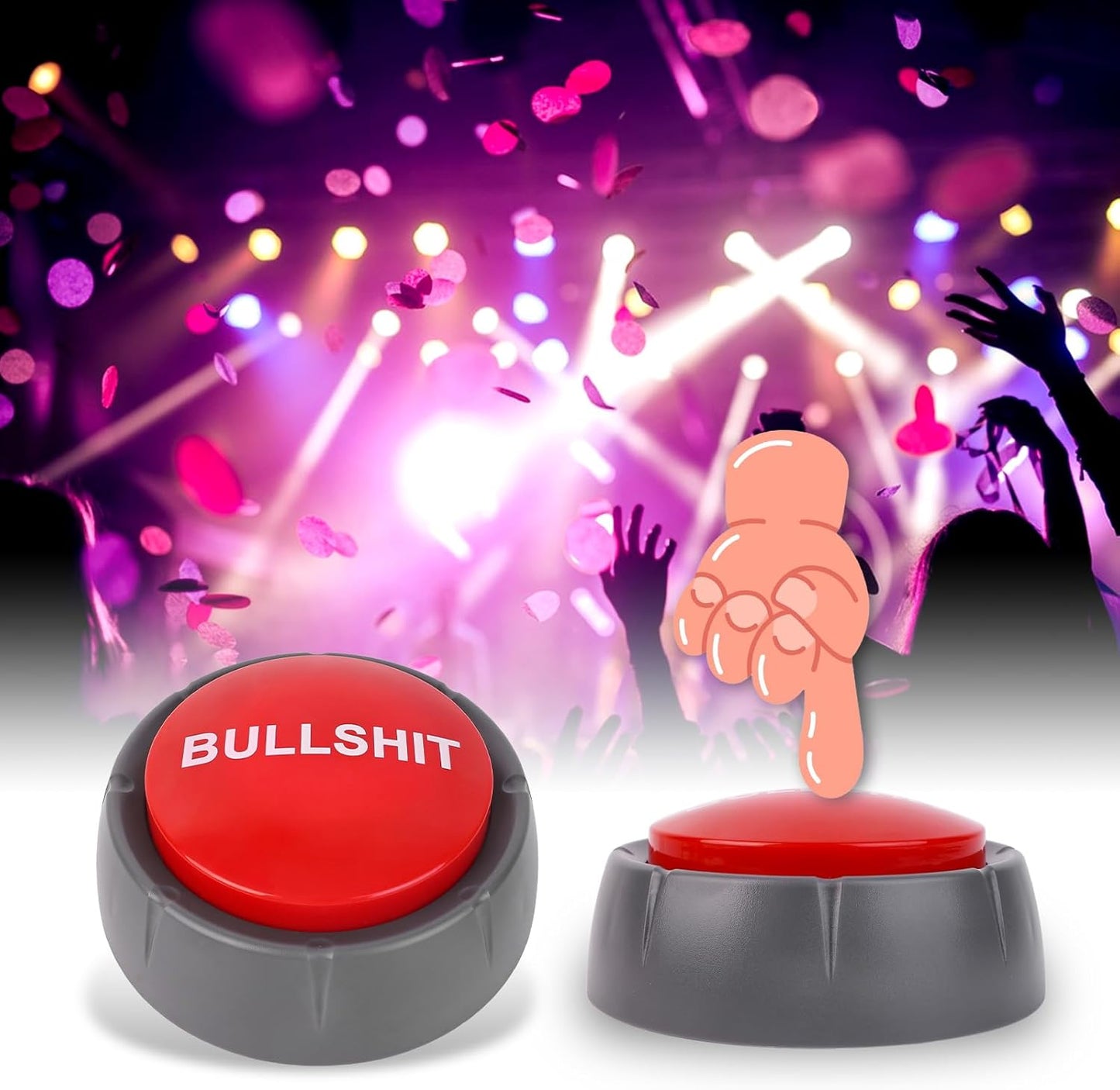 4 Pcs Dance Party Buttons with Music Sound - 30s Funny Buzzer Buttons for Office Toys, Novelty Fun, Gag Gifts, Cool Desk Decor Gadgets(3.5 x 3.5 x 1.5 inches, Red and Black)