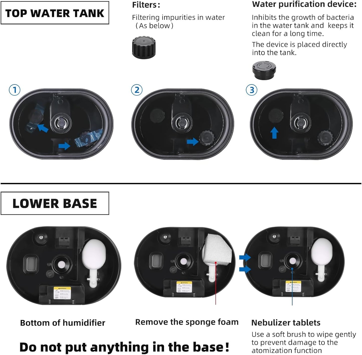 6L Humidifiers for Bedroom Large Room Home, Cool and Warm Humidifier for Plants Mist Top Fill Desk Humidifier Essential Oil Diffuser, Quiet Humidifiers with Adjustable Mist,360°Nozzle-Black