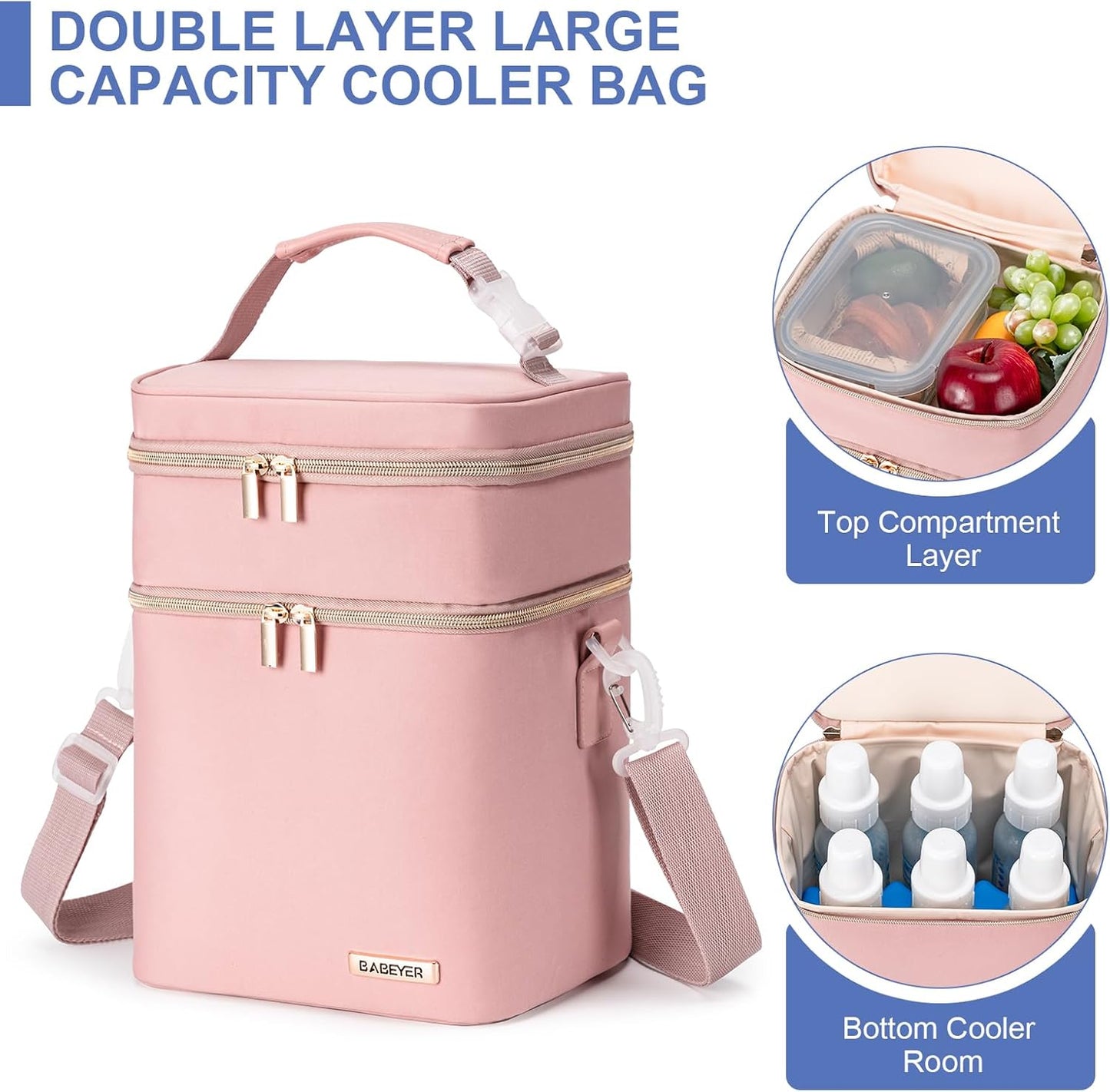 Breastmilk Cooler Bag with Ice Pack Fits 6 Baby Bottles Up to 9 Ounce