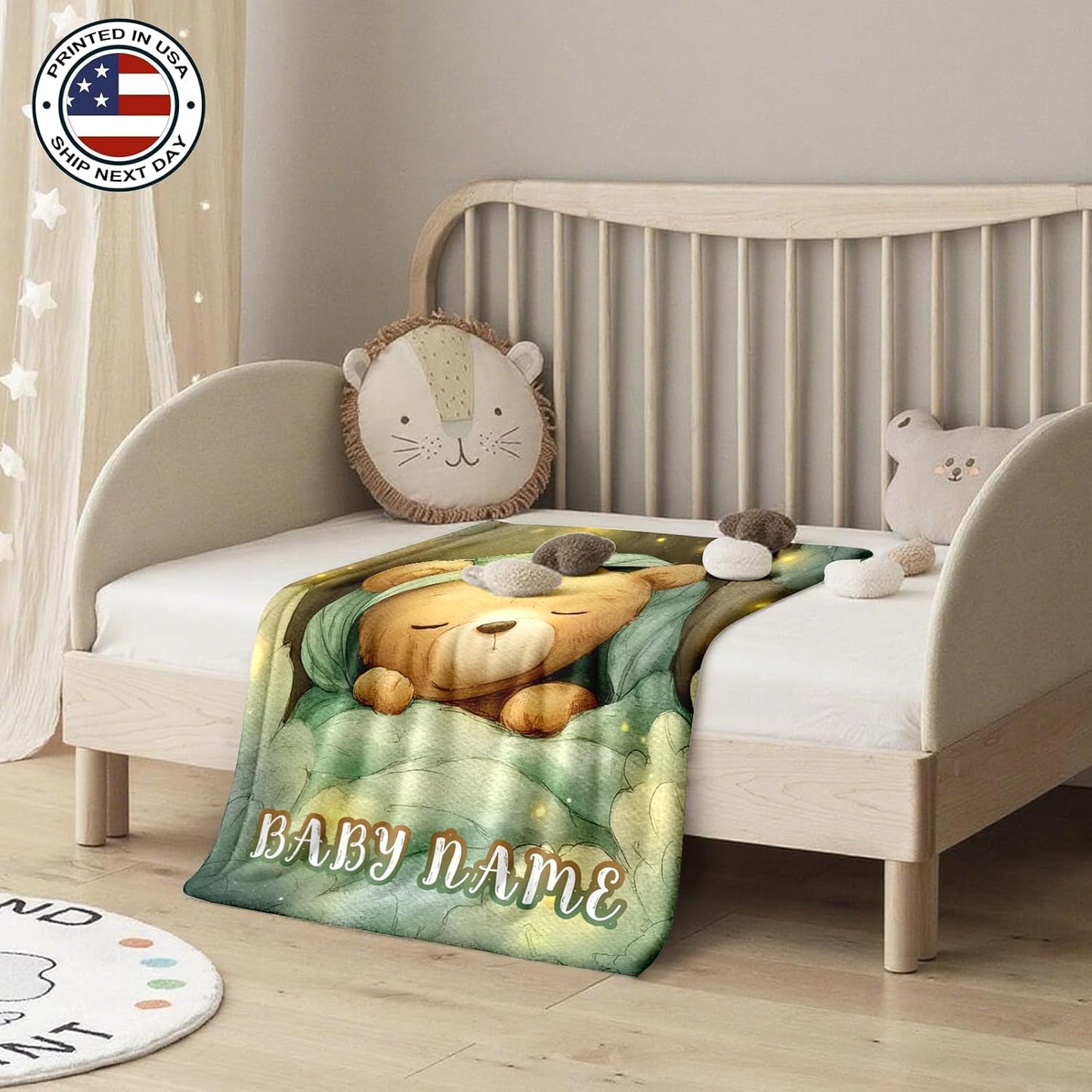 Ship Next Day, Personalized Baby Blanket – Printed in USA, Custom Baby Blanket for Boys & Girls, Baby Blanket with Name, Baby Shower, Easter, Christmas, Birthday Newborn & Toddler Gifts, Baby Gifts