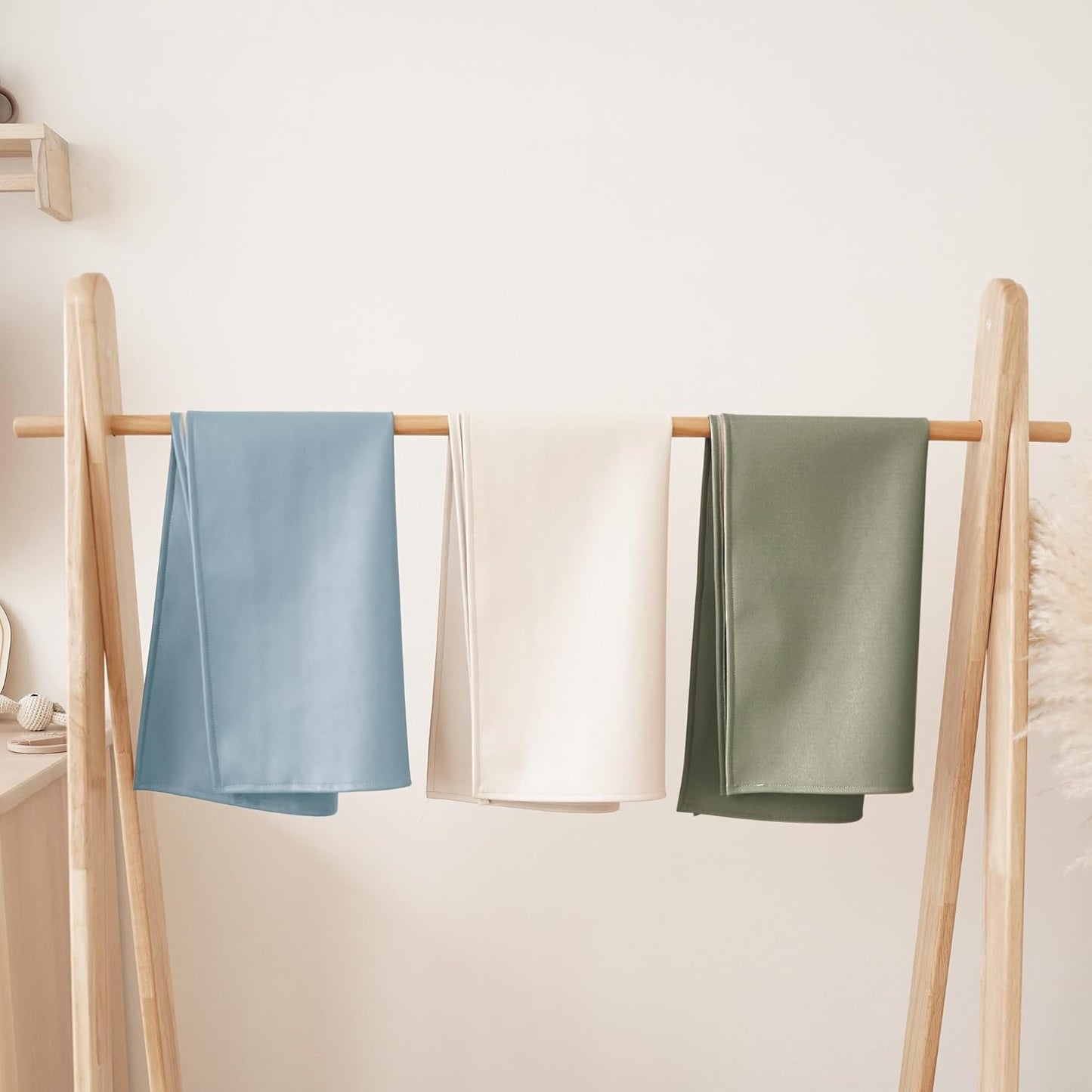 Konssy Faux Leather Baby Changing Mat, Waterproof, Wipeable & Portable Diaper Changing Pad for Travel or Home, Fits Perfectly in Diaper Bag, 30 x 17 inches (Fog Green,Beige)