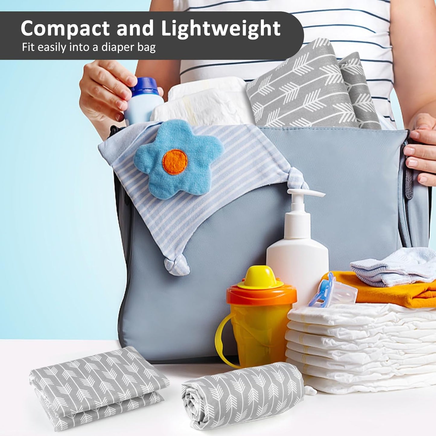 Baby Diaper Changing Pad, 21 5/8" x 31.5" Waterproof Changing Pad Liners - Reusable Soft and Absorbent Portable Changing Mat(Arrows1PCS)