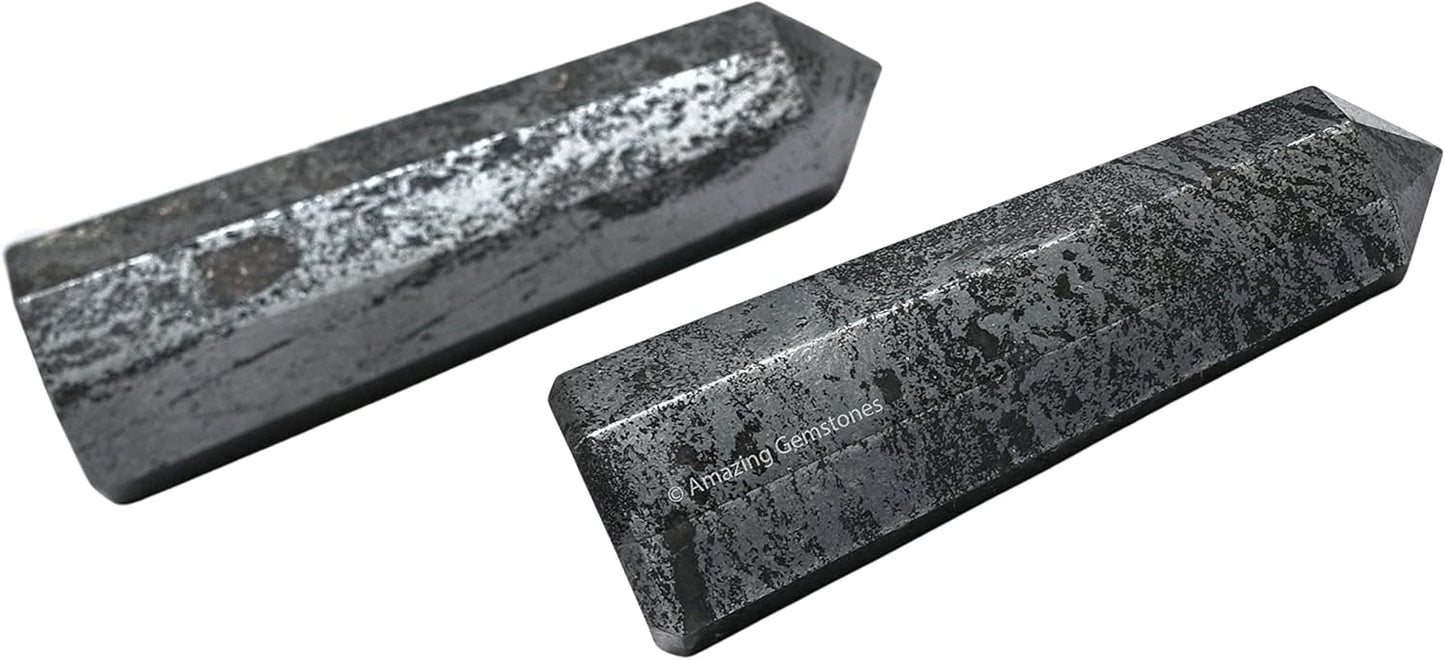 Amazing Gemstone Hematite Crystal Towers - Natural Healing Crystal Point Obelisk for Reiki Healing and Crystal Grid (2 Inch to 3 Inch)